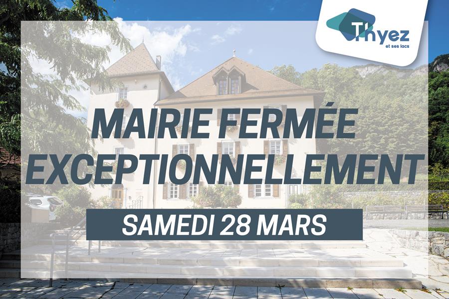 Mairie fermée - Samedi 28 mars 2026